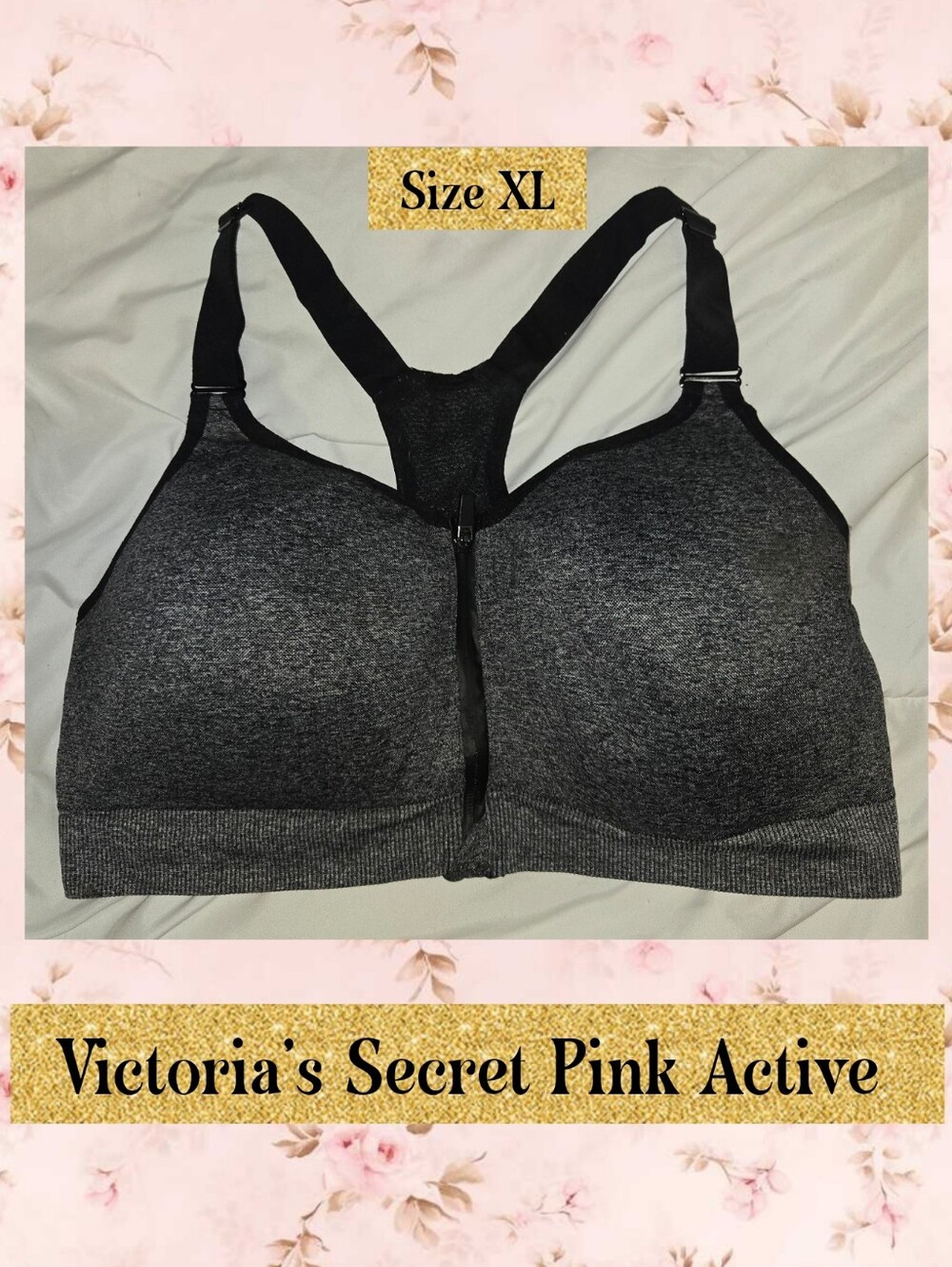 Victoria's Secret Pink Front-Zip Sports Bra - XL